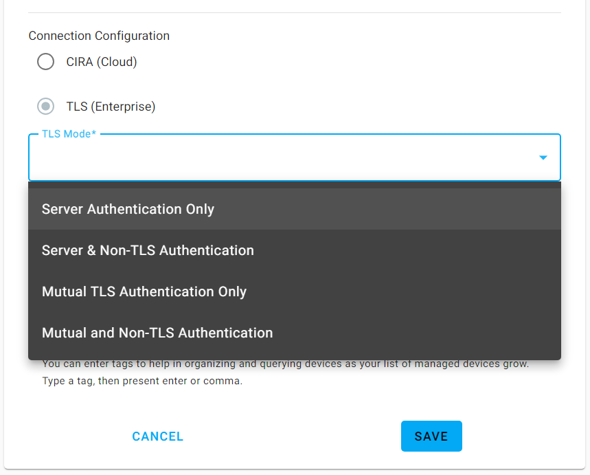 Create Profile with TLS - Open Active Management Technology Cloud Toolkit