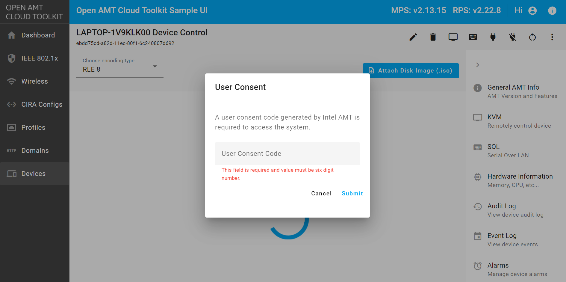 Manage AMT Device - Device Management Toolkit