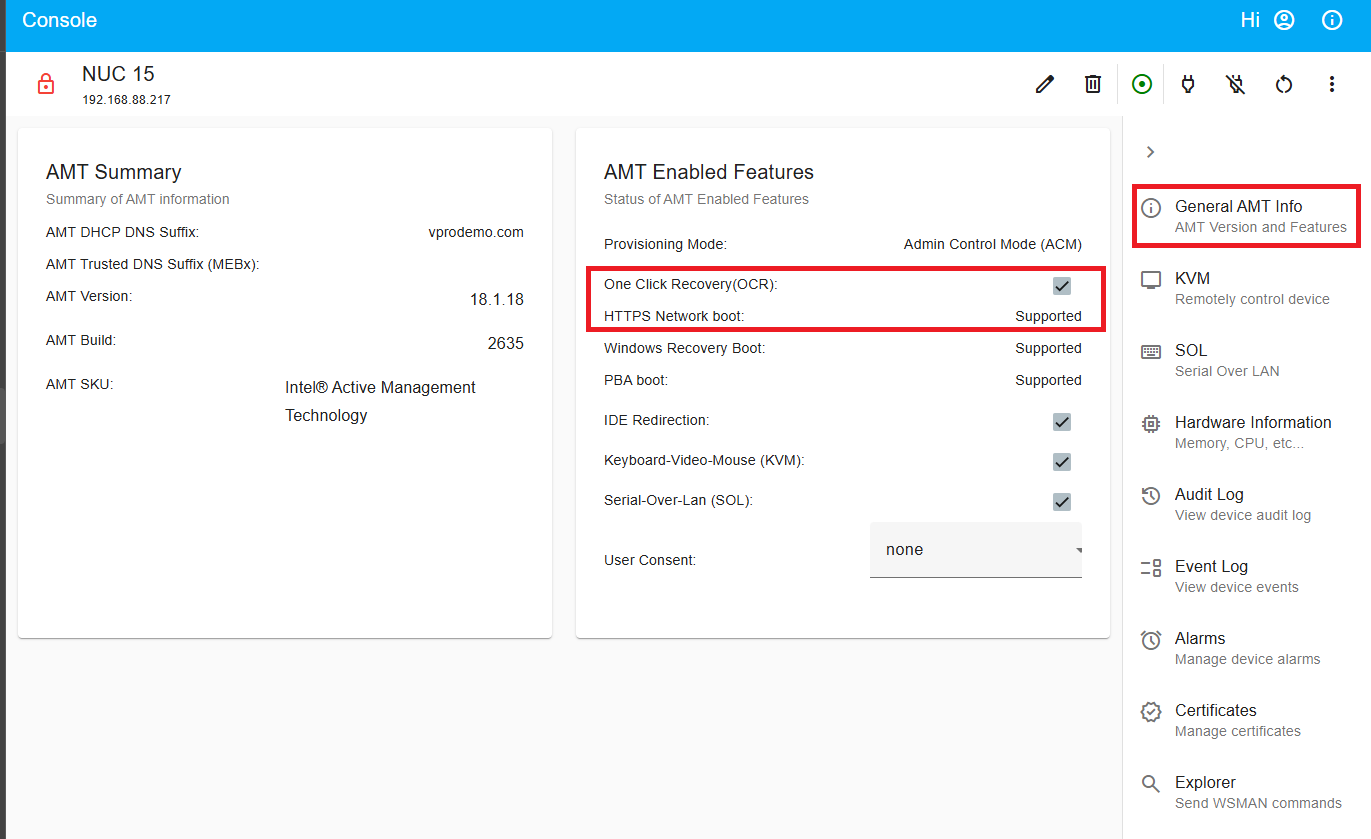 One Click Recovery - Device Management Toolkit