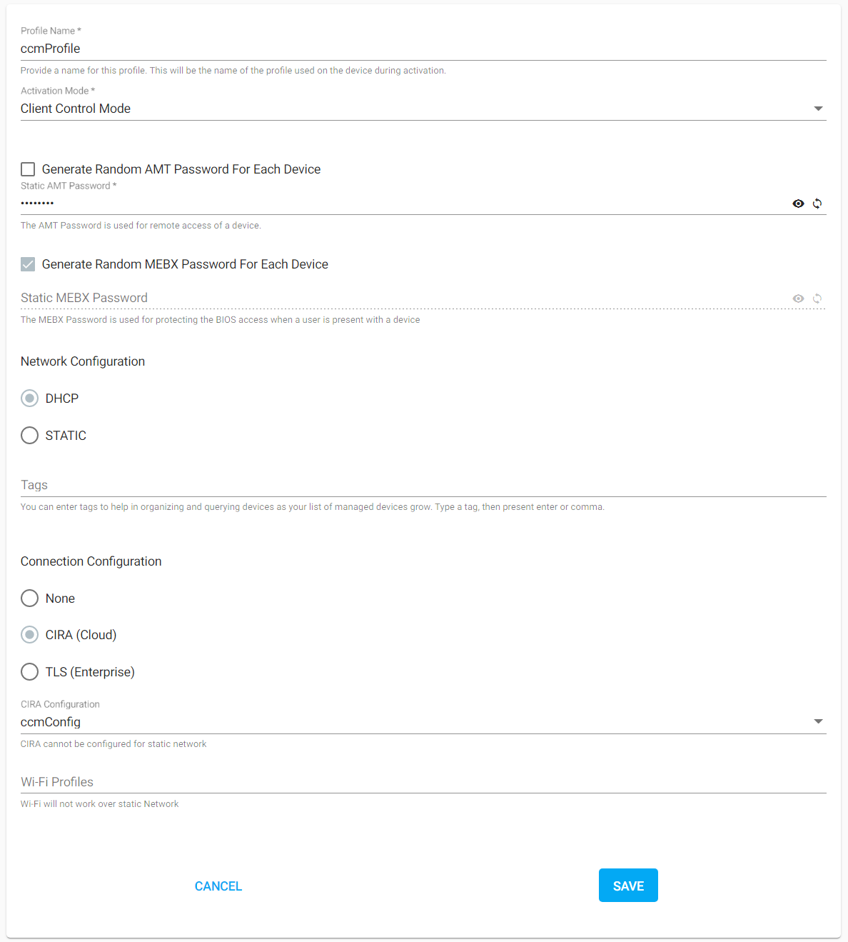 Create a Profile with CCM - Open Active Management Technology Cloud Toolkit