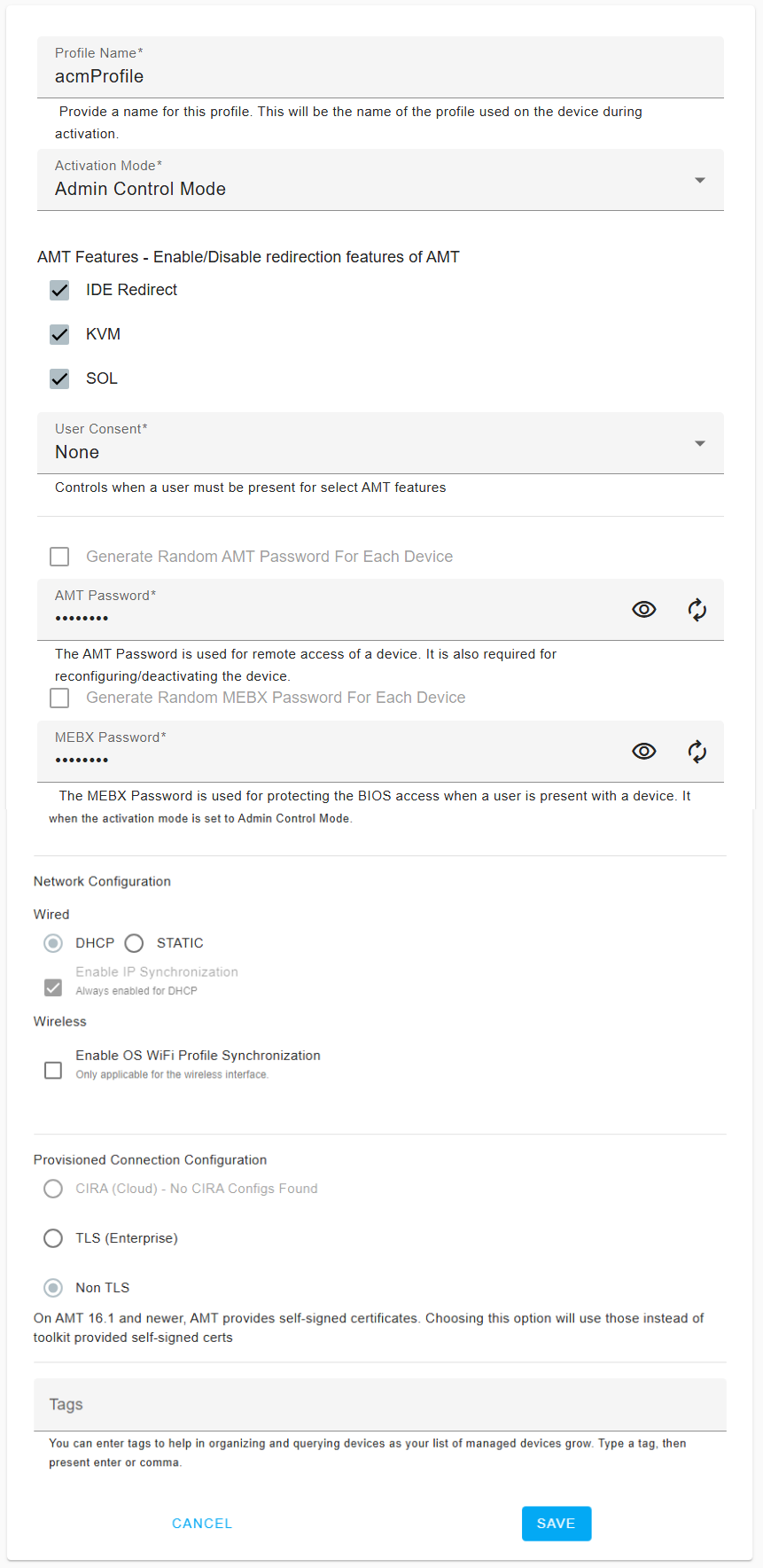 ACM Activation - Device Management Toolkit